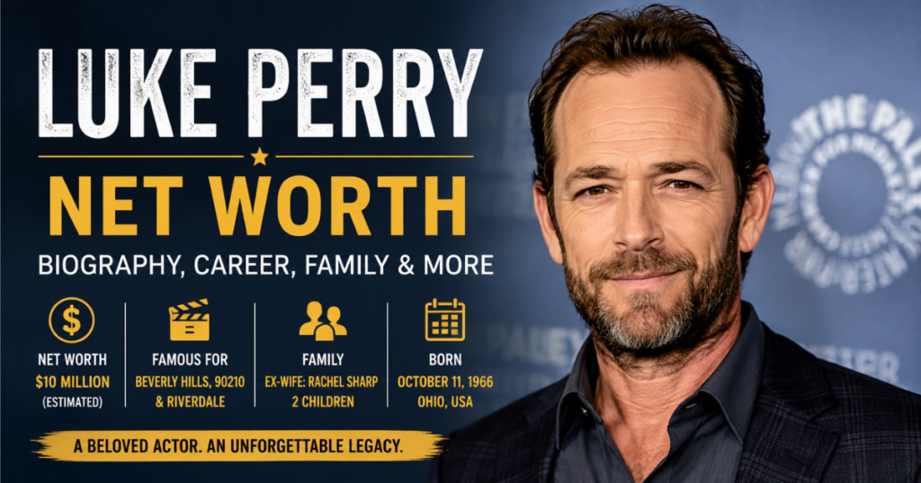 Luke Perry smiling during a public event highlighting Luke Perry net worth and successful acting career