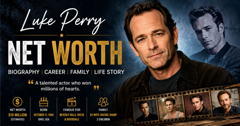 Luke Perry smiling during a public event highlighting Luke Perry net worth and successful acting career